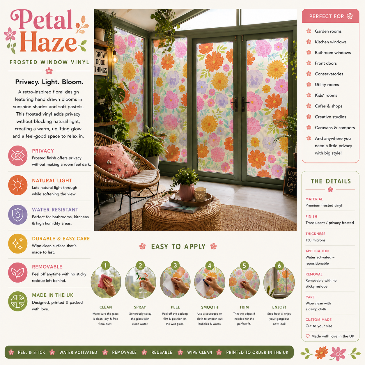 Petal Haze | Frosted Window Vinyl