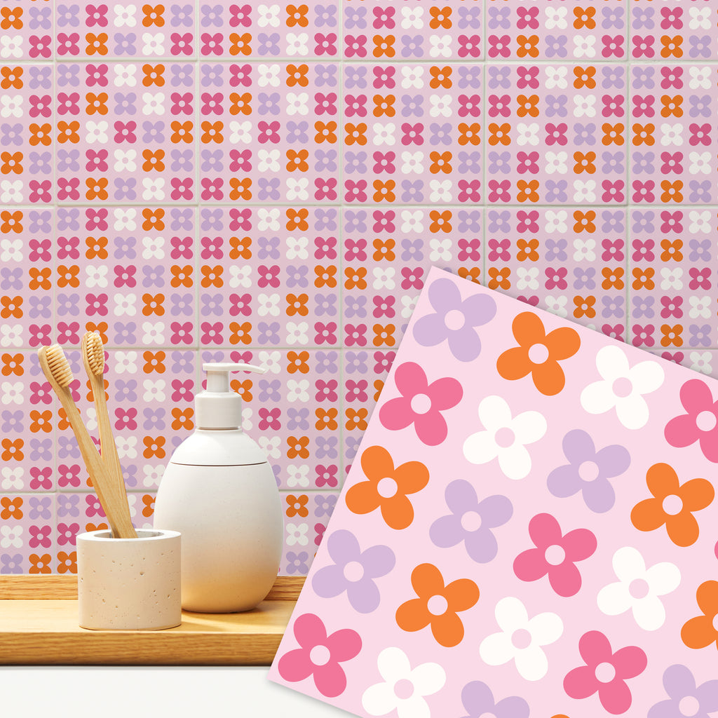 Tiles: Groovy Petals (Pink)