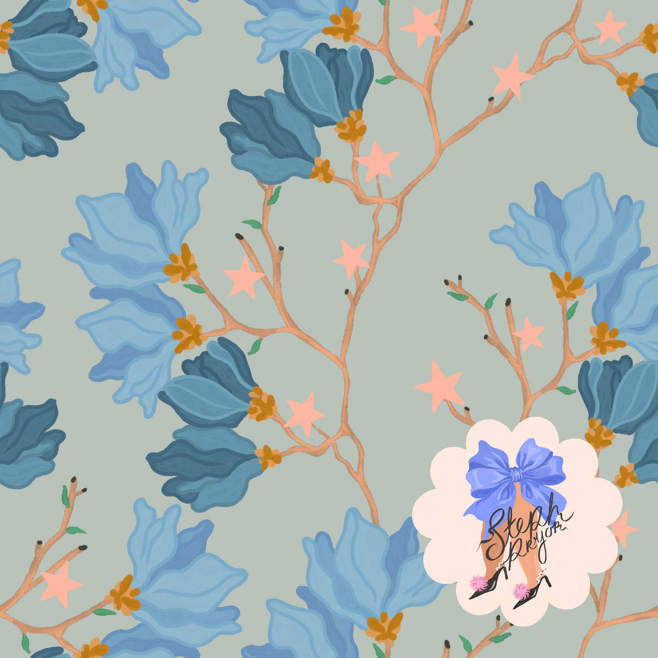 Star Studded Blossoms (Blue)