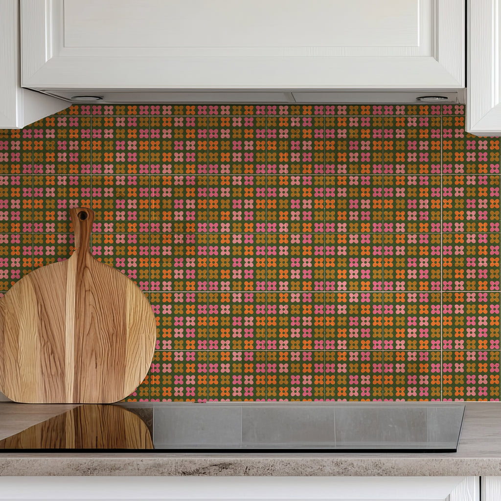 Tiles: Groovy Petals (Olive Orange)