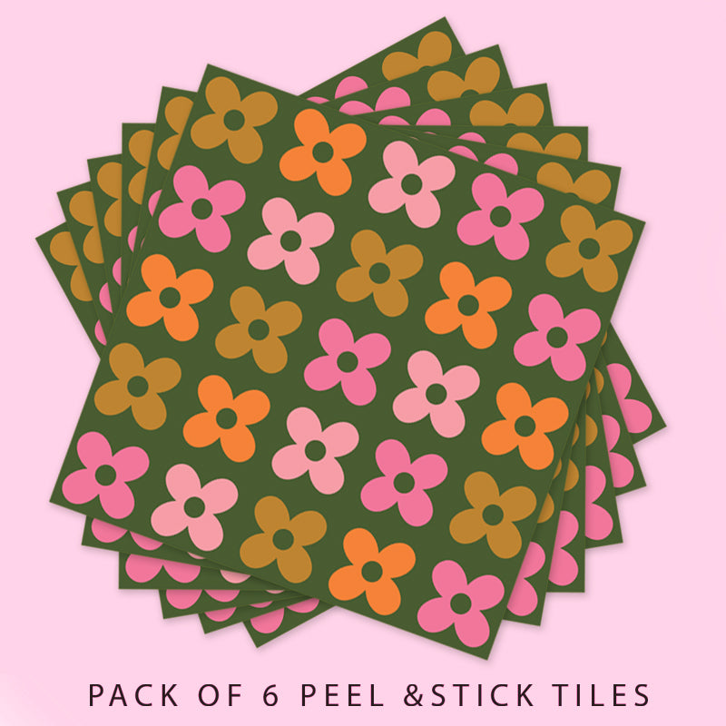 Tiles: Groovy Petals (Olive Orange)